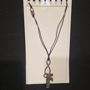 Brighton Silver Infinity Pendant on Brown Cord